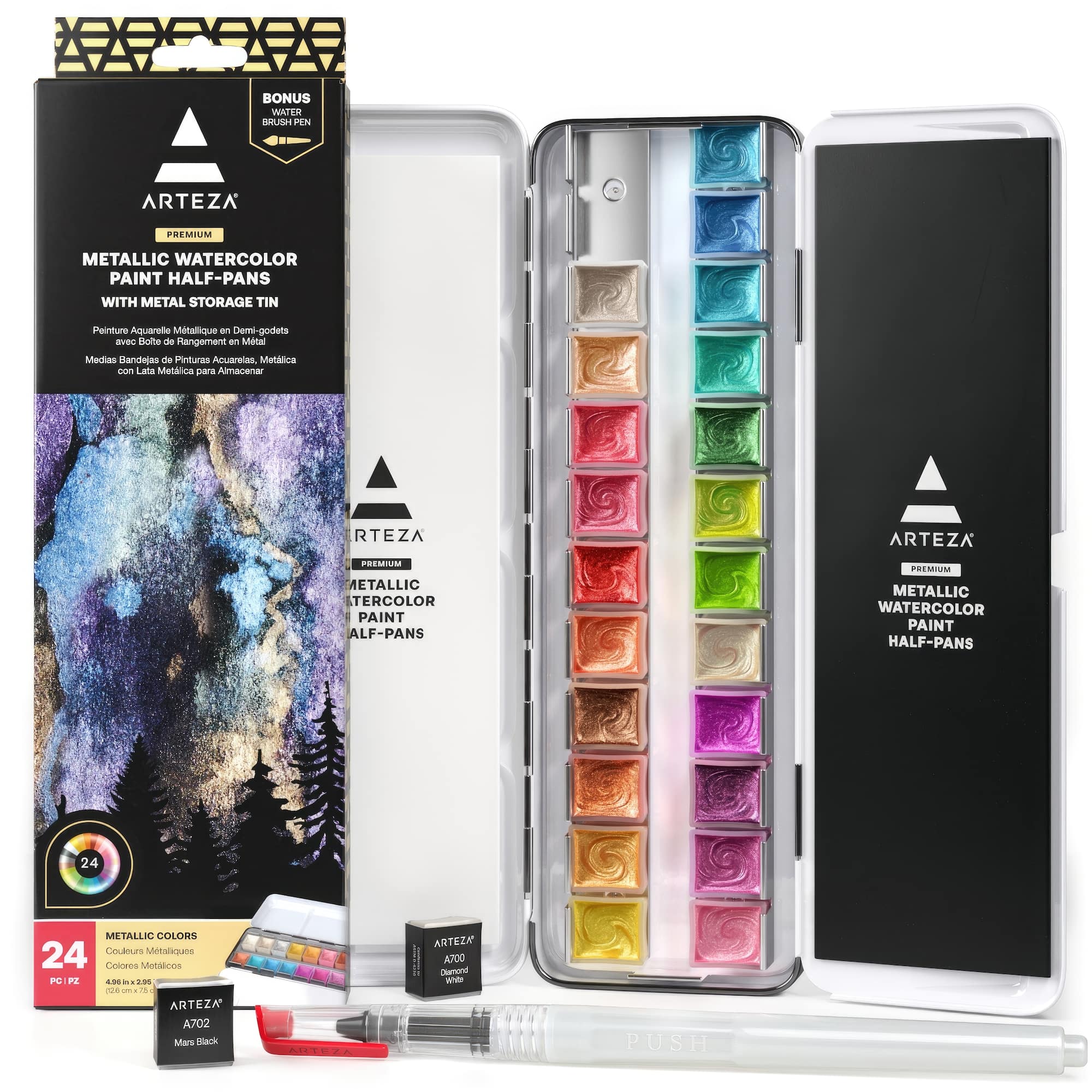 Arteza® Metallic 24 Color Watercolor Half Pan Set